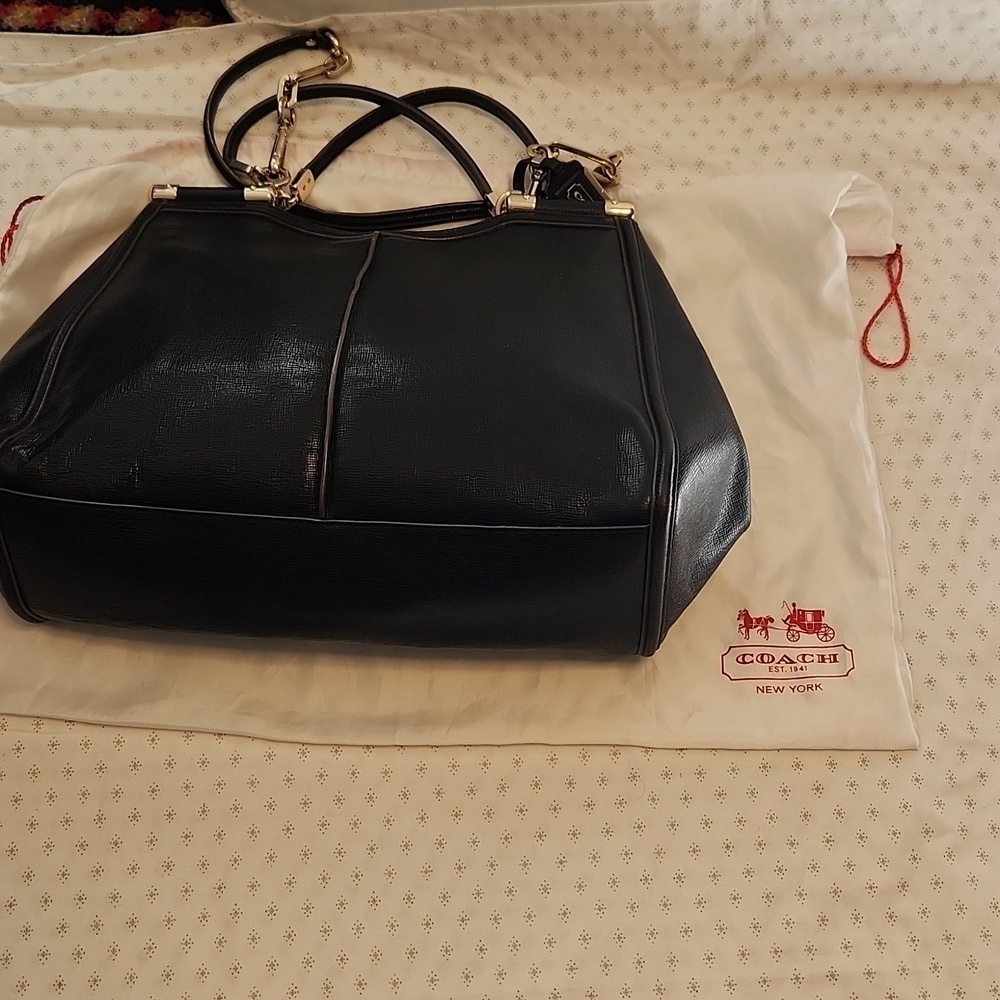 COACH Caroline black/brown embossed leather shoulder bag - Picture 14 of 14